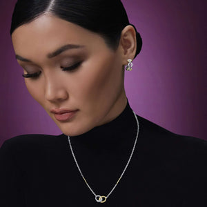 Two-Tone Petite Link Diamond Hoop Earrings