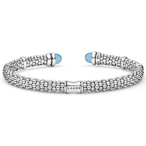 Two-Tone Swiss Blue Topaz Versa Torque Bracelet | 5mm