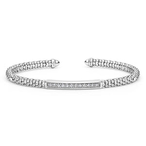 Sterling Silver Diamond Station Mini Versa Torque Bracelet | 3mm