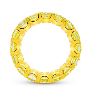 9.86ctw Eternity Radiant Fancy Yellow Diamond Anniversary Ring