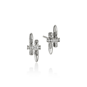 Spear Stud Earrings, Sterling Silver, Diamonds