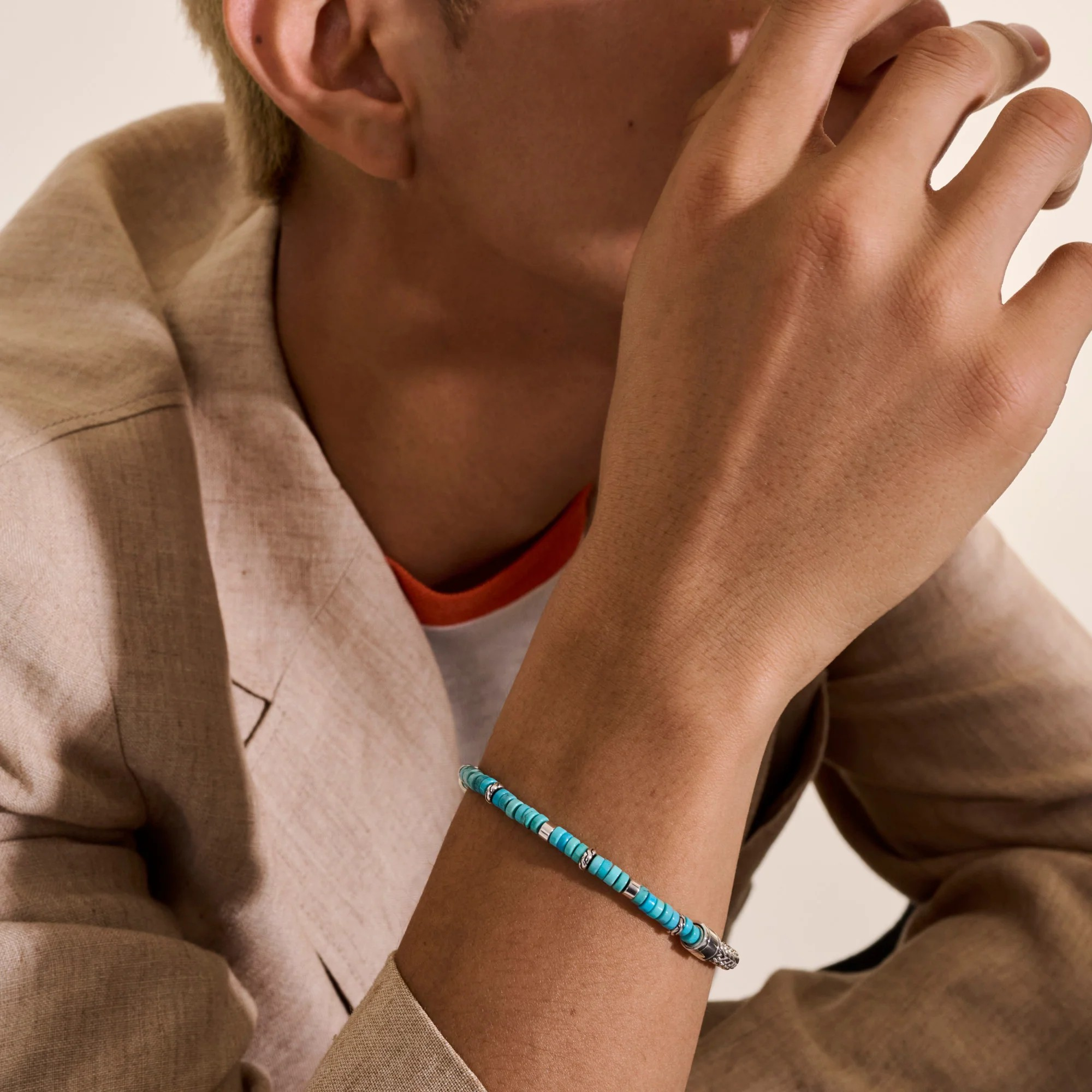 Sterling Silver Heishi Chain Bracelet