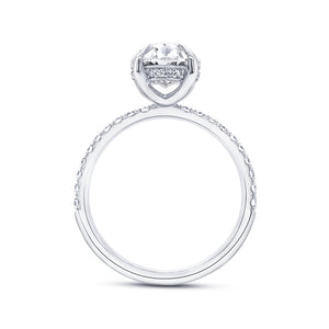 3.36 Under-Halo Oval Shaped Diamond Engagement Ring