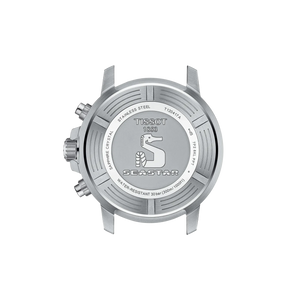 Silver Tissot watch with Seastar logo on a white background