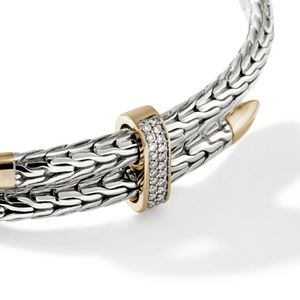 Sterling Silver & 14K Yellow Gold Spear Flex Cuff With Diamonds