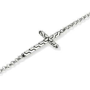 Classic Chain Silver Cross Bracelet