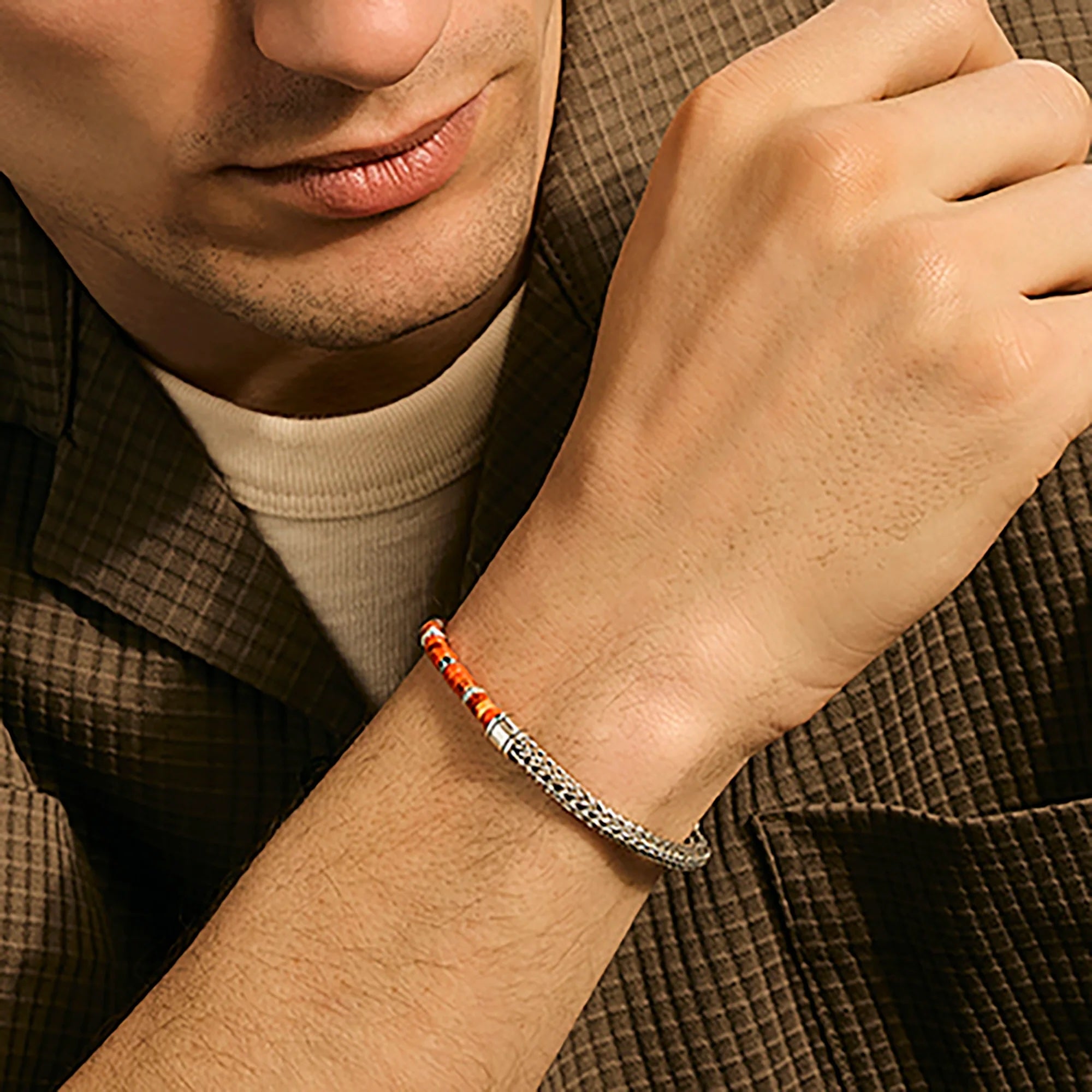 Sterling Silver Heishi Chain Bracelet