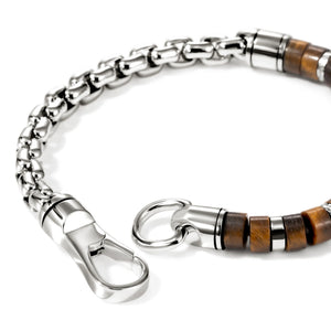 Sterling Silver 6mm Heishi Bracelet - Tiger Eye