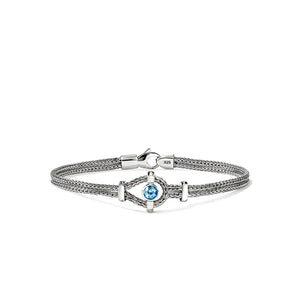 Sterling Silver 3.6mm Icon Bracelet - Swiss Blue Topaz