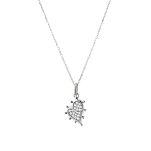 Petite "Love" Heart Sterling Silver Necklace with White Sapphires
