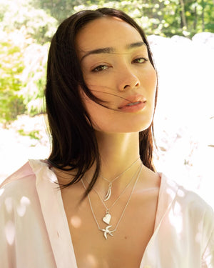 Mother of Pearl Classic Heart Sterling Silver Necklace