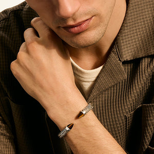 Sterling Silver and Tiger Eye Spear Flex Cuff