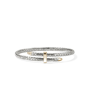 Silver and gold bracelet on a white background
