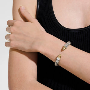 Sterling Silver and 14K Yellow Gold Spear Flex Cuff