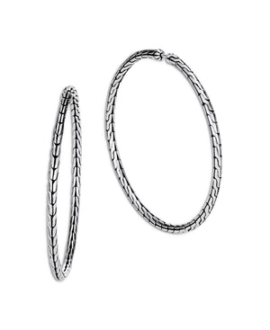 Large Carved Chain Hoop Earrings