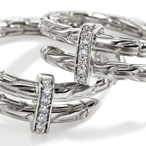 Sterling Silver Spear Hoop Earrings with Diamonds, 22.5MM
