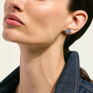 Sterling Silver Swiss Blue Topaz Icon Stud Earrings