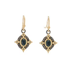 Gold & Sterling Silver London Blue Topaz Crivelli French Hook Earrings
