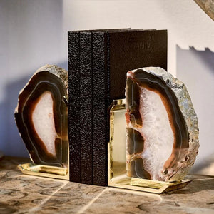 Fim Bookends, Agate & Gold, Set of 2