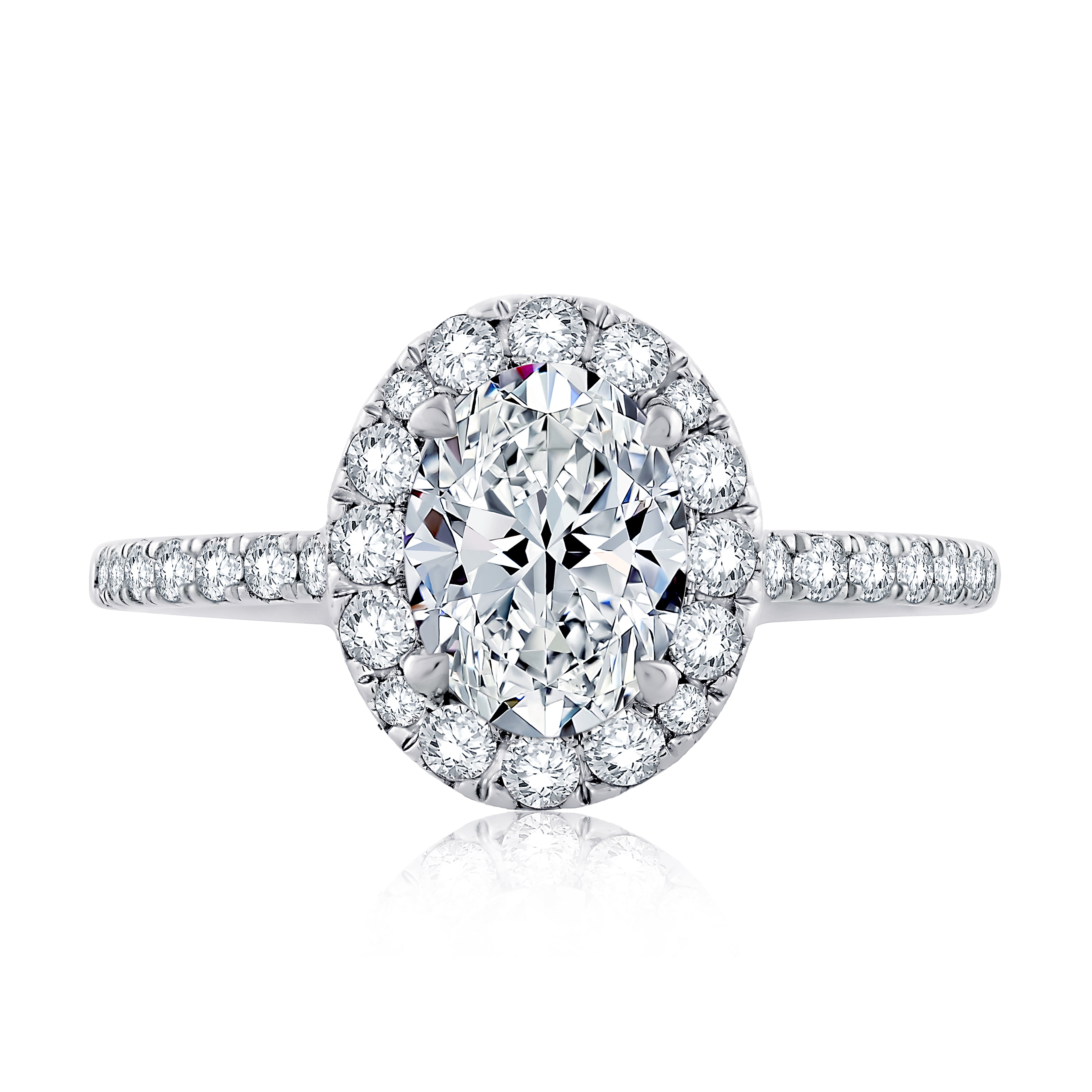 Oval Halo Engagement Ring with Belted Gallery Detail Gunderson's Jewelers