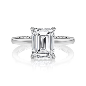 Classic Four Prongs Solitaire Emerald Center Diamond Engagement Ring