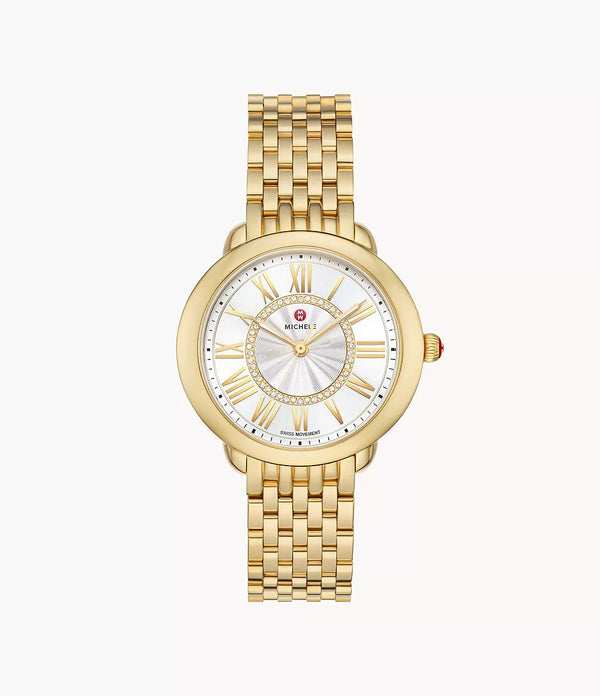 Serein Mid 18k Gold-Plated Diamond Dial Watch