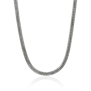 Silver chain necklace on a white background