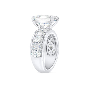 2.73ctw Emerald and Oval Diamond Engagement Ring