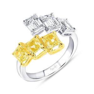 3.90ctw White and Yellow Diamond Bypass Ring
