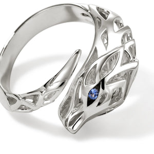 Sterling Silver Blue Sapphire Naga Ring