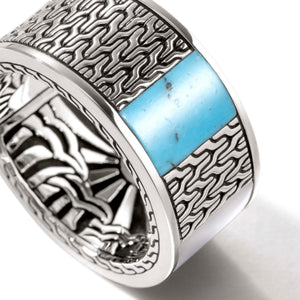 Carved Chain Inlay Band Ring