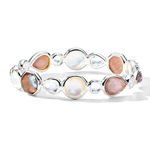 Multi-Stone Hinged Bangle Bracelet in Sterling Silver