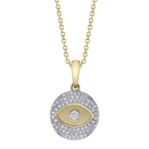 0.19ctw Diamond Bezel Pave Eye Circle Matte Necklace
