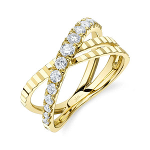 0.53ctw Diamond Ribbed Bridge Ring