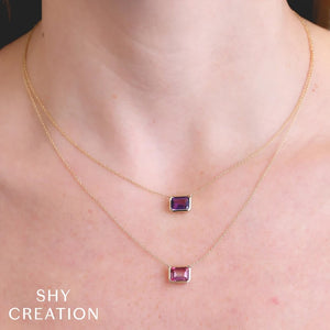 1.92ctw Pink Topaz Bezel Necklace