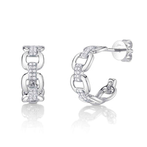 0.13ctw Diamond Link Huggie Earring