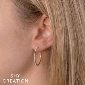 0.36ctw Diamond Ribbed Hoop Earring