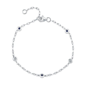 0.04ctw Diamond & Sapphire Station Sparkle Chain Bracelet