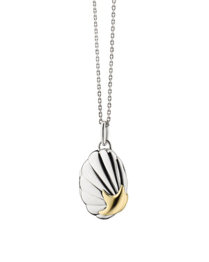 The "Neptune" Shell Two-Tone Locket Necklace