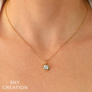 0.18ctw Diamond Circle Faceted Ball Chain Necklace
