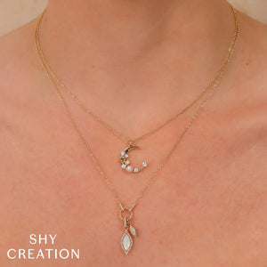 0.30ctw Diamond & Cultured Pearl Crescent Moon Necklace