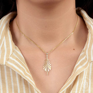 0.22ctw Diamond Feather Chopin Chain Necklace