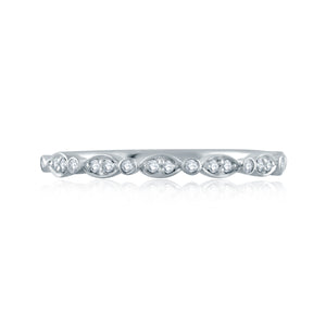 Marquise and Round Shape Diamond Stackable Half Circle Band