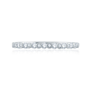 Alternating Bezel Set Half Circle Stackable Band