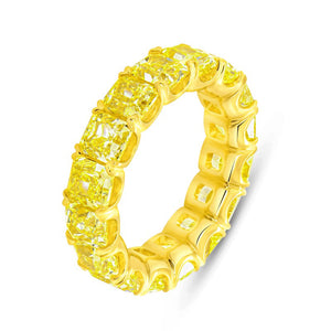 9.86ctw Eternity Radiant Fancy Yellow Diamond Anniversary Ring