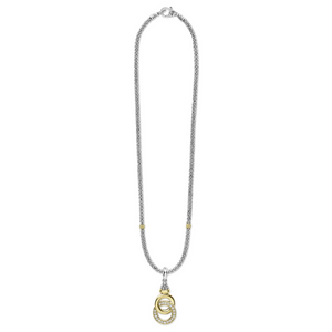 Two-Tone Interlocking Diamond Pendant Necklace