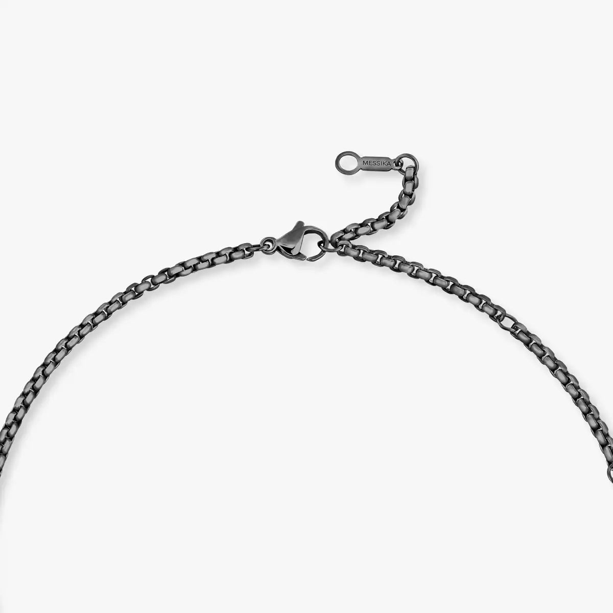 Black chain necklace on a white background