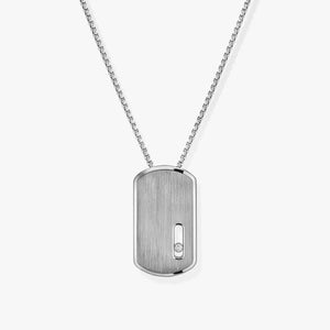 0.14ctw Natural Titanium Diamond Military Tag Necklace