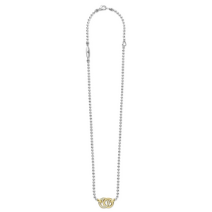 Two-Tone Interlocking Diamond Pendant Necklace