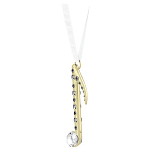 side view of a gold tone music note ornament